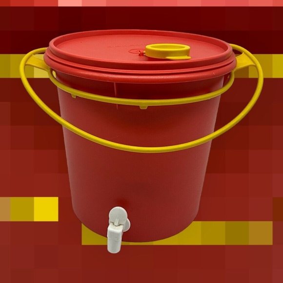 Tupperware Vintage Jumbo Beverage Dispenser 254-7 Plus Lid 595-2 &Hanging Holder - Picture 5 of 16